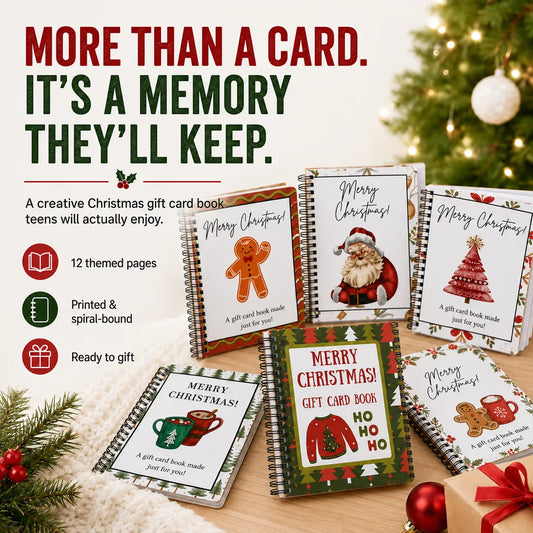 🔥 Last Day 50% OFF 🔥 Christmas Gift Card Book – 12 Gift Card Pages & Personal Message Holder