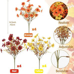 Fall Artificial Flower Halloween 12pcs, UV Resistant Colorful Fake Flower🌼