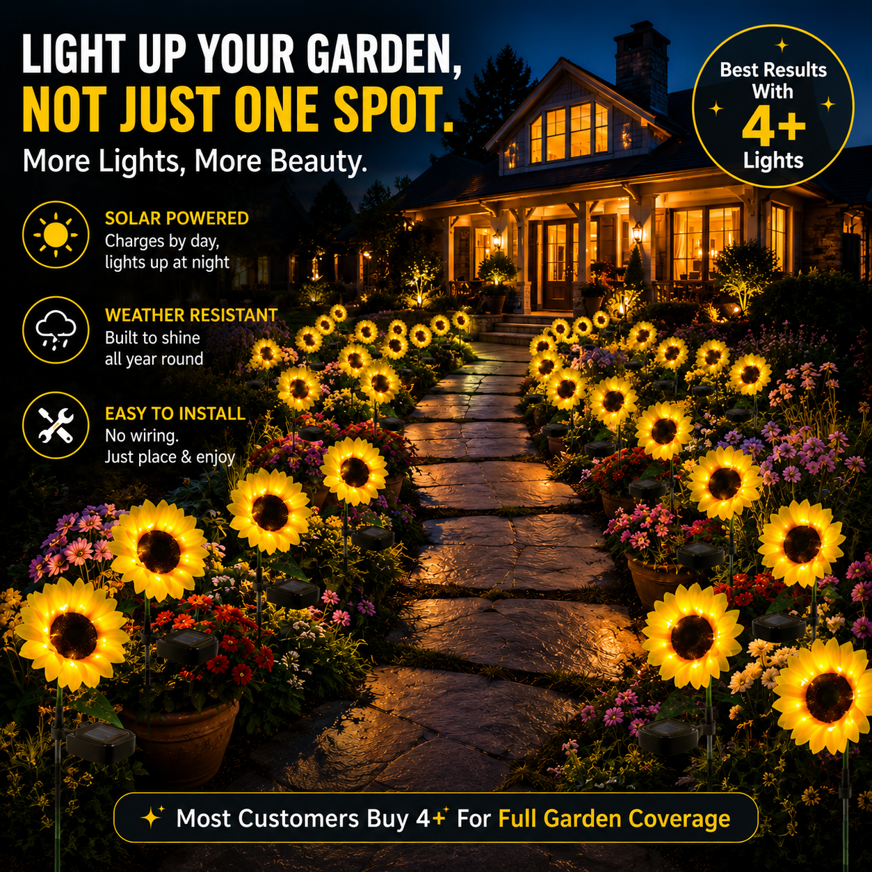 🔥 Last Day Sale Price | SunGlow™ Solar Sunflowers Lights 🌻 (1 Pack)