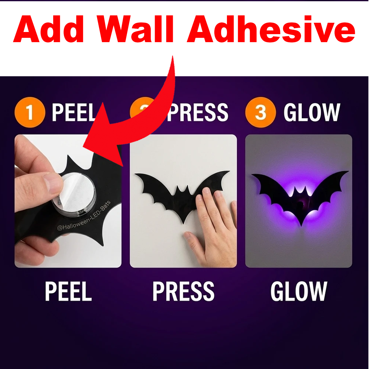 Add Wall Adhesive to Glowing Bats