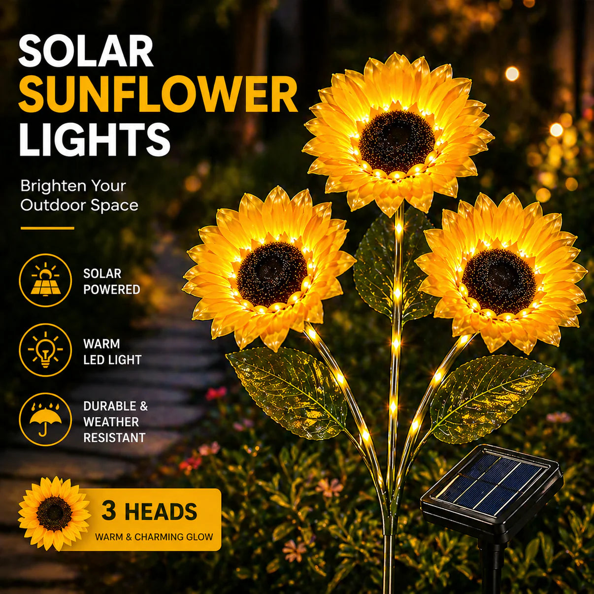 🔥 Last Day Sale Price | SunGlow™ Solar Sunflowers Lights 🌻 (1 Pack)